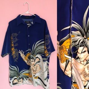 Dope MATCHONE XL Samurai Sword Button Down Polo Anime Shirt